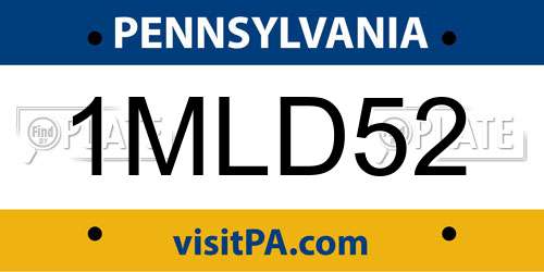 1MLD52 Pennsylvania License Plate