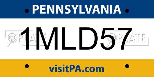 1MLD57 Pennsylvania License Plate