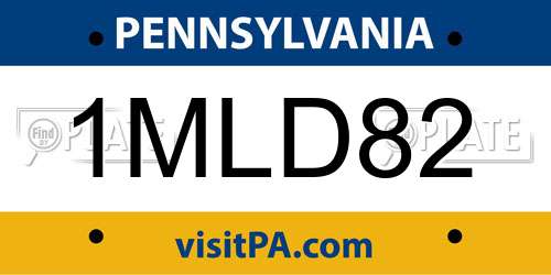 1MLD82 Pennsylvania License Plate