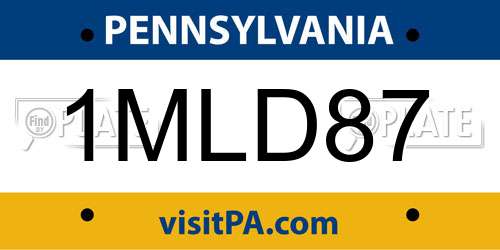 1MLD87 Pennsylvania License Plate