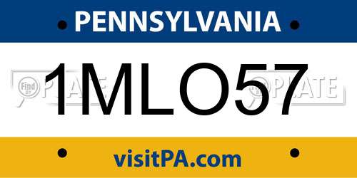 1MLO57 Pennsylvania License Plate
