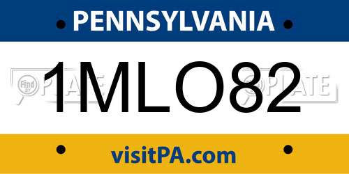 1MLO82 Pennsylvania License Plate