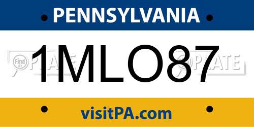 1MLO87 Pennsylvania License Plate