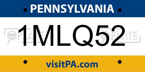 1MLQ52 Pennsylvania License Plate