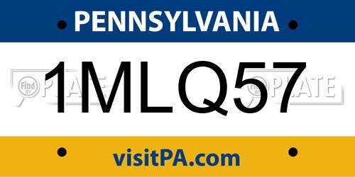 1MLQ57 Pennsylvania License Plate