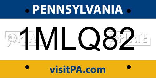 1MLQ82 Pennsylvania License Plate
