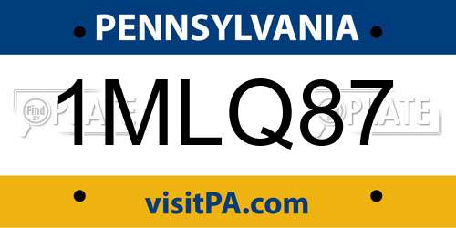 1MLQ87 Pennsylvania License Plate