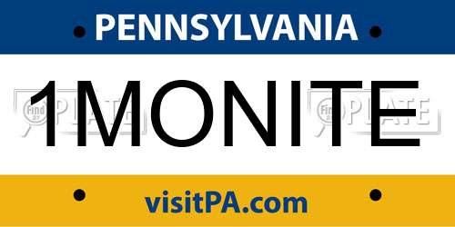 1MONITE Pennsylvania License Plate