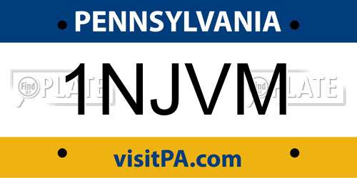 1NJVM Pennsylvania License Plate