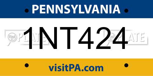 1NT424 Pennsylvania License Plate