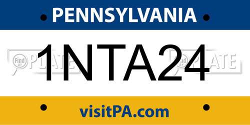 1NTA24 Pennsylvania License Plate