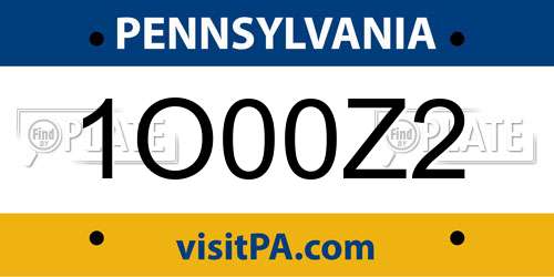 1O00Z2 Pennsylvania License Plate