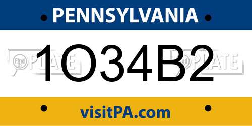 1O34B2 Pennsylvania License Plate