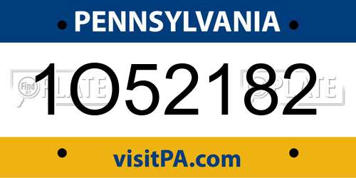 1O52182 Pennsylvania License Plate