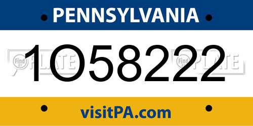 1O58222 Pennsylvania License Plate