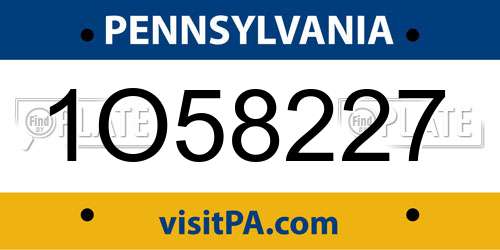 1O58227 Pennsylvania License Plate