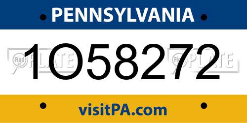1O58272 Pennsylvania License Plate