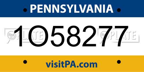 1O58277 Pennsylvania License Plate