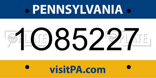 1O85227 Pennsylvania License Plate