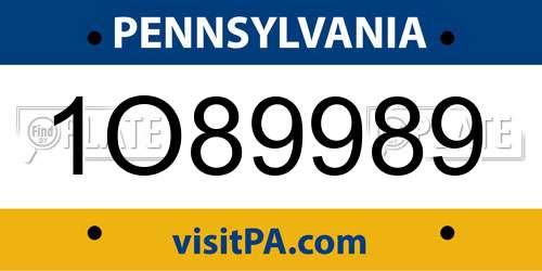 1O89989 Pennsylvania License Plate