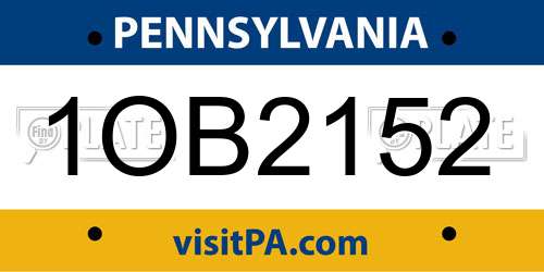 1OB2152 Pennsylvania License Plate