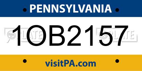 1OB2157 Pennsylvania License Plate