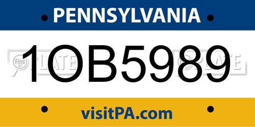 1OB5989 Pennsylvania License Plate