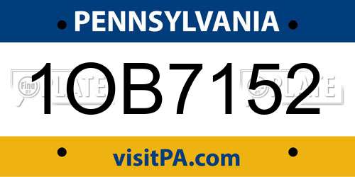 1OB7152 Pennsylvania License Plate
