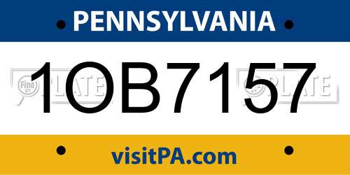 1OB7157 Pennsylvania License Plate
