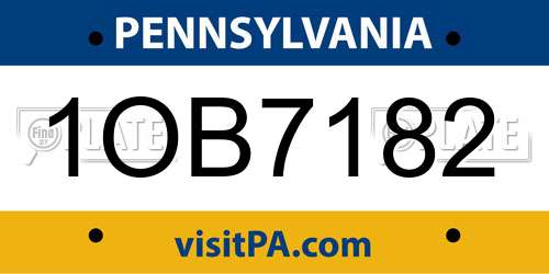 1OB7182 Pennsylvania License Plate