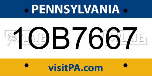 1OB7667 Pennsylvania License Plate