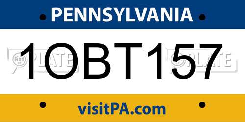 1OBT157 Pennsylvania License Plate