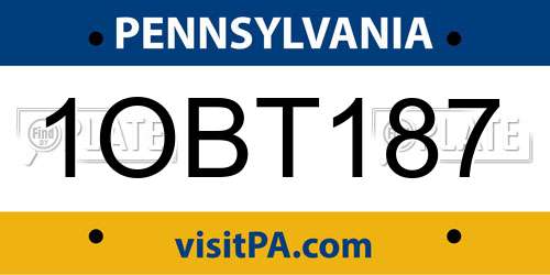1OBT187 Pennsylvania License Plate