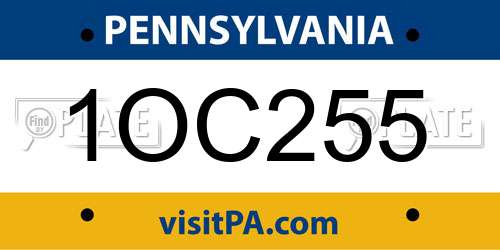 1OC255 Pennsylvania License Plate