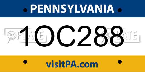 1OC288 Pennsylvania License Plate