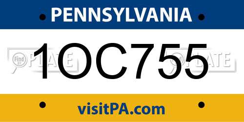 1OC755 Pennsylvania License Plate