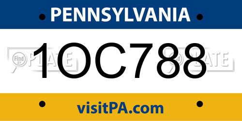 1OC788 Pennsylvania License Plate