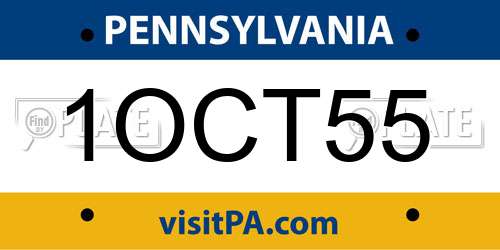 1OCT55 Pennsylvania License Plate