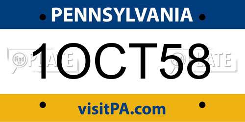 1OCT58 Pennsylvania License Plate