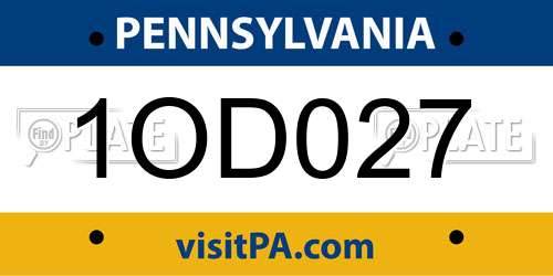 1OD027 Pennsylvania License Plate