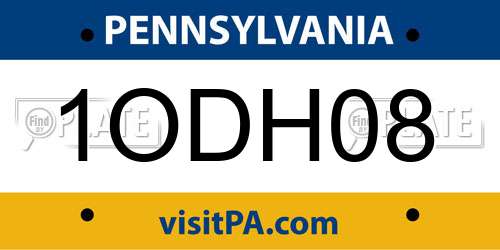1ODH08 Pennsylvania License Plate