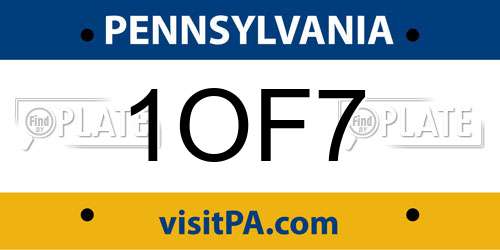 1OF7 Pennsylvania License Plate
