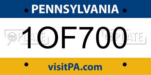 1OF700 Pennsylvania License Plate