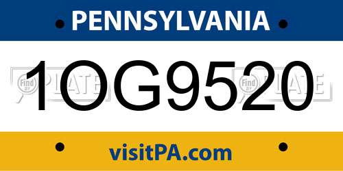 1OG9520 Pennsylvania License Plate