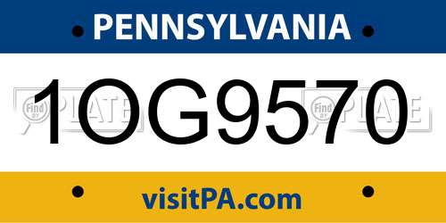 1OG9570 Pennsylvania License Plate