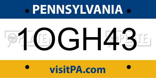 1OGH43 Pennsylvania License Plate