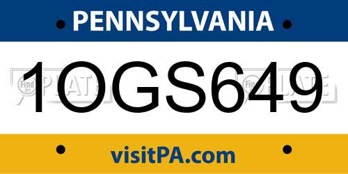 1OGS649 Pennsylvania License Plate