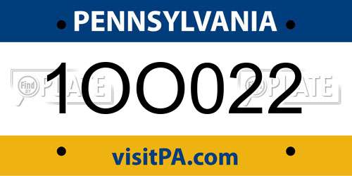 1OO022 Pennsylvania License Plate