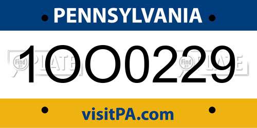 1OO0229 Pennsylvania License Plate