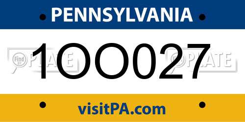 1OO027 Pennsylvania License Plate